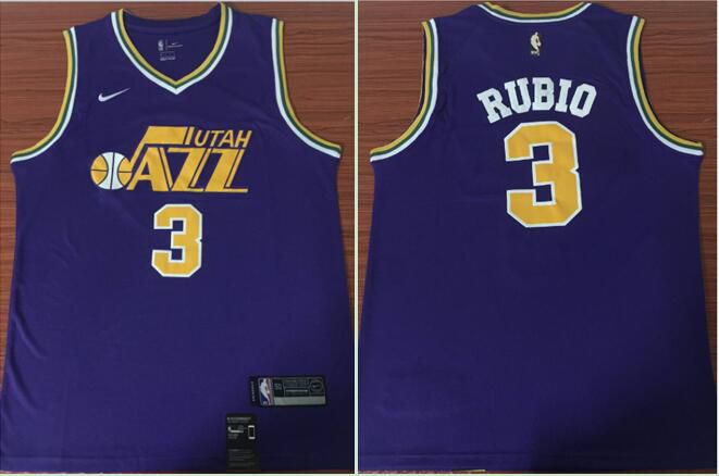 Men Utah Jazz 3 Rubio Purple Game Nike NBA Jerseys